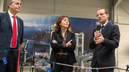 Le préfet du Gers et la présidente de Région Occitanie aux côtés de Denis Briscadieu lors de l'inauguration de la Vélo Factory